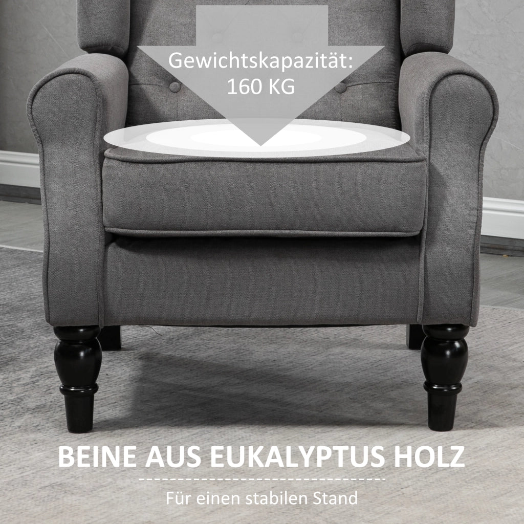 POLTRONA Relax con Schienale Alto 74x86x102 cm Poliestere Grigio Scuro