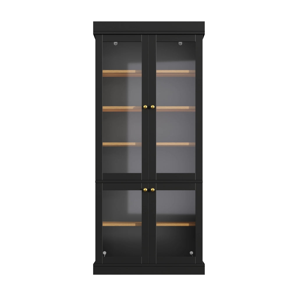 Armadio con LED; 2 dispositivi antiribaltamento; ripiani regolabili e vetrina in vetro per soggiorno; camera; 80 × 40 × 180 cm