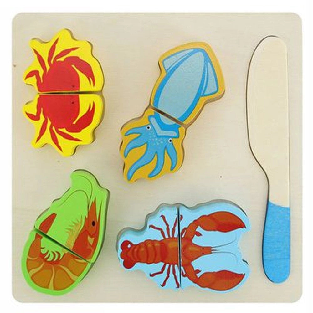 Trade Shop - Puzzle 3d Blocchi Legno Educativo Colorato Gioco Bambini Verdure Frutti Mare -