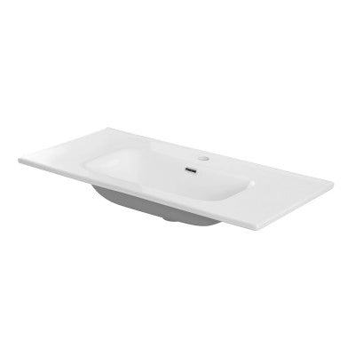 Lavabo da incasso 100x46 cm in ceramica bianco lucido