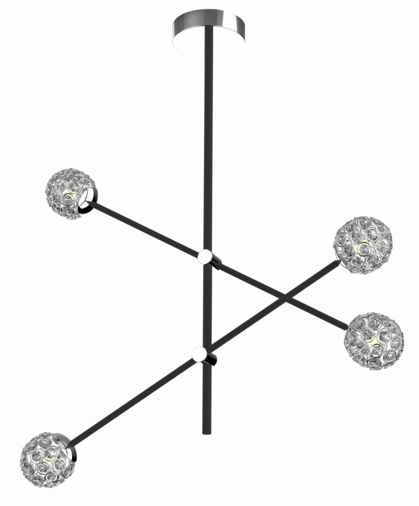 Lampadario Candellux Paksos cristallo nero metallo 4xG9