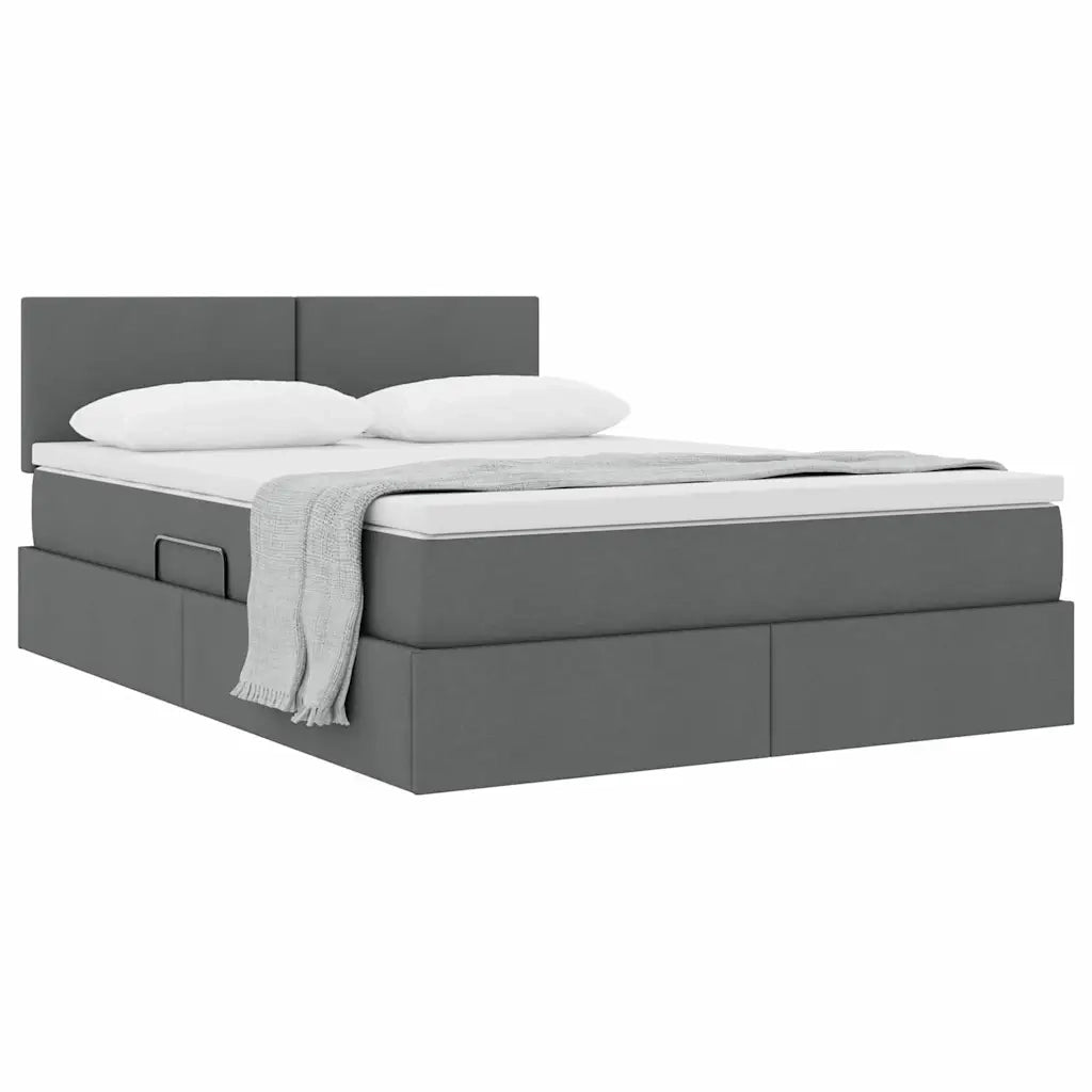 Letto con contenitore e materasso Grigio scuro 140 x 190 cm 3370444