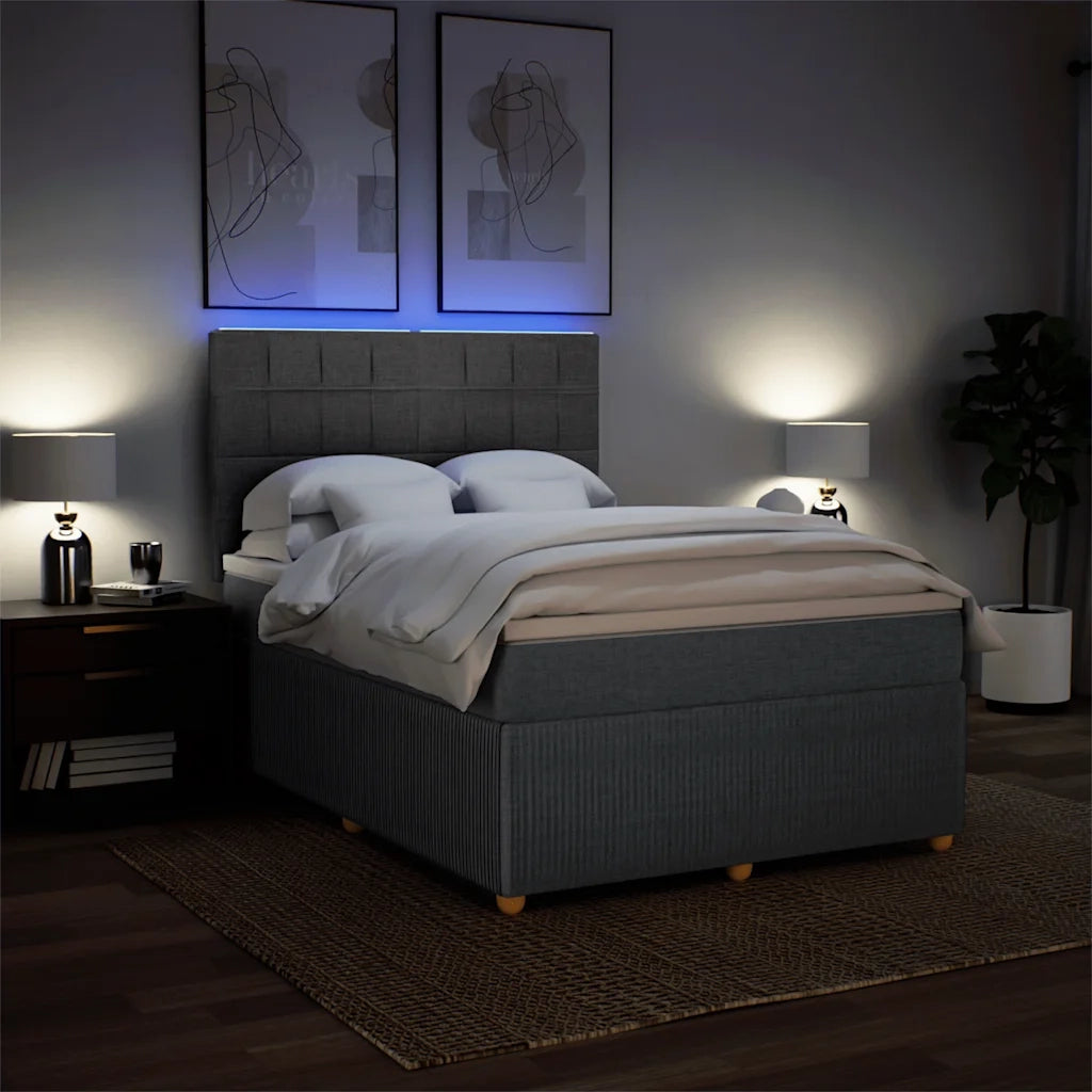 Giroletto a Molle con Materasso Grigio Scuro 140x190 cm Tessuto