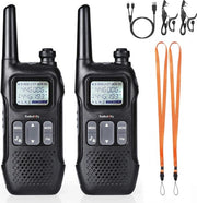 Set di Walkie Talkie PMR446 con display LCD e portata di 4 km - Licenza non richiesta e ricaricabile per avventure all'aperto
