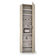 Abuela, Armadio Multiuso 1 Anta 7 Ripiani Made in Italy, 50x182h cm Marrone Rovere