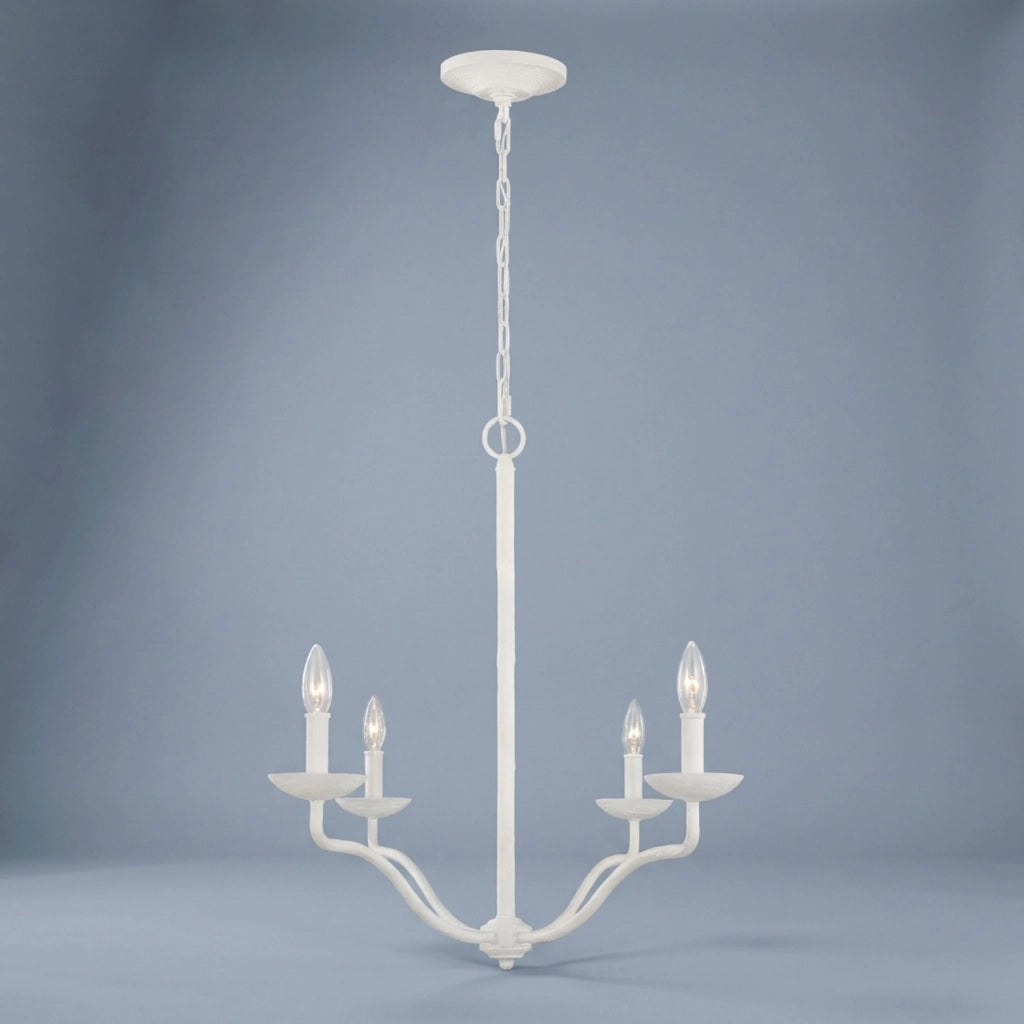 Lampadario Classico Annie Acciaio Bianco Gesso 4 Luci E14