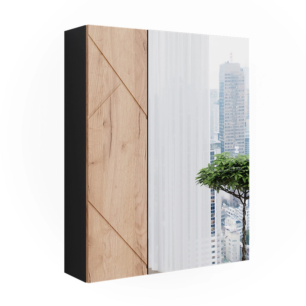 Vicco Armadietto a specchio da bagno Antracite/quercia dorata 60 x 75 cm