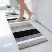 Tappeto antiscivolo per bagno - morbido e assorbente - 40 x 120 cm - nero/grigio - microfibra