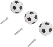 Set di maniglie da calcio in ceramica/ottone - 3 pezzi - 3,5x3,5x3,5cm - Antiscivolo - Duraturo - Per cassetti/dispenseri - Deurgrepen