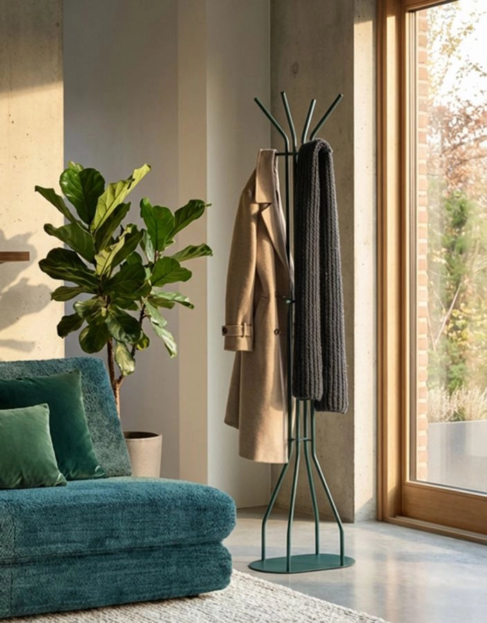Appendiabiti Saturno Ottanio 45x28x178 cm in Metallo Verde acqua