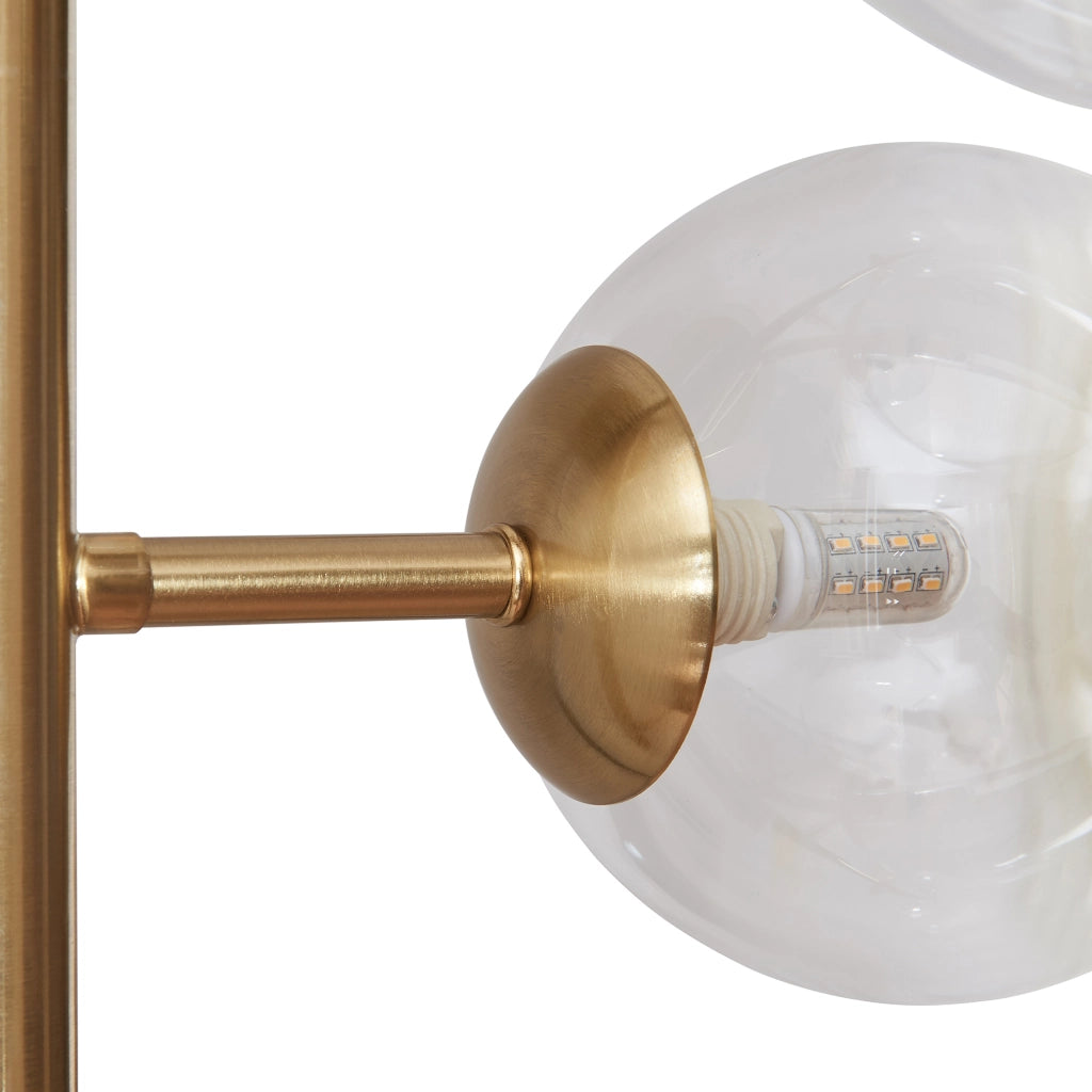 Lampada da Parete Makkor con 5 Paralumi Sferici in Vetro - Dorato lux.pro