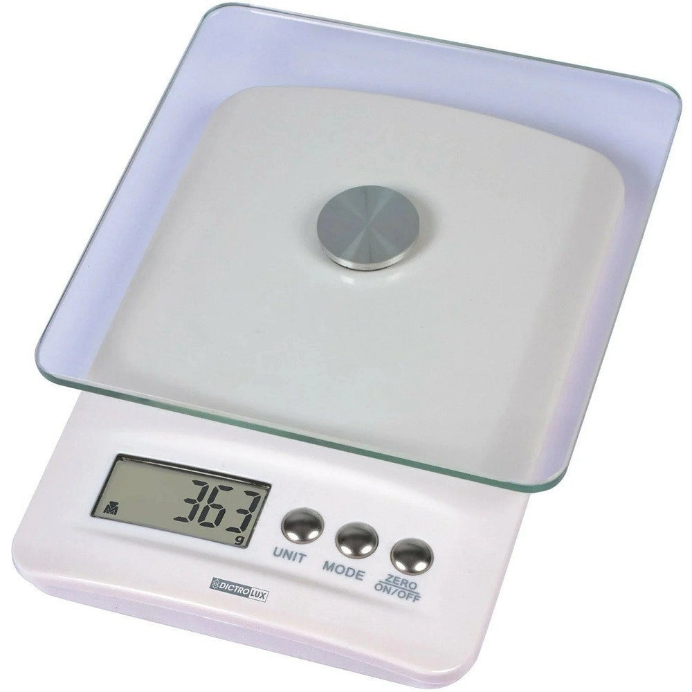 Trade Shop - Bilancia Da Cucina Digitale Portata 5kg Bianco Piano In Vetro Display Lcd 580017 -