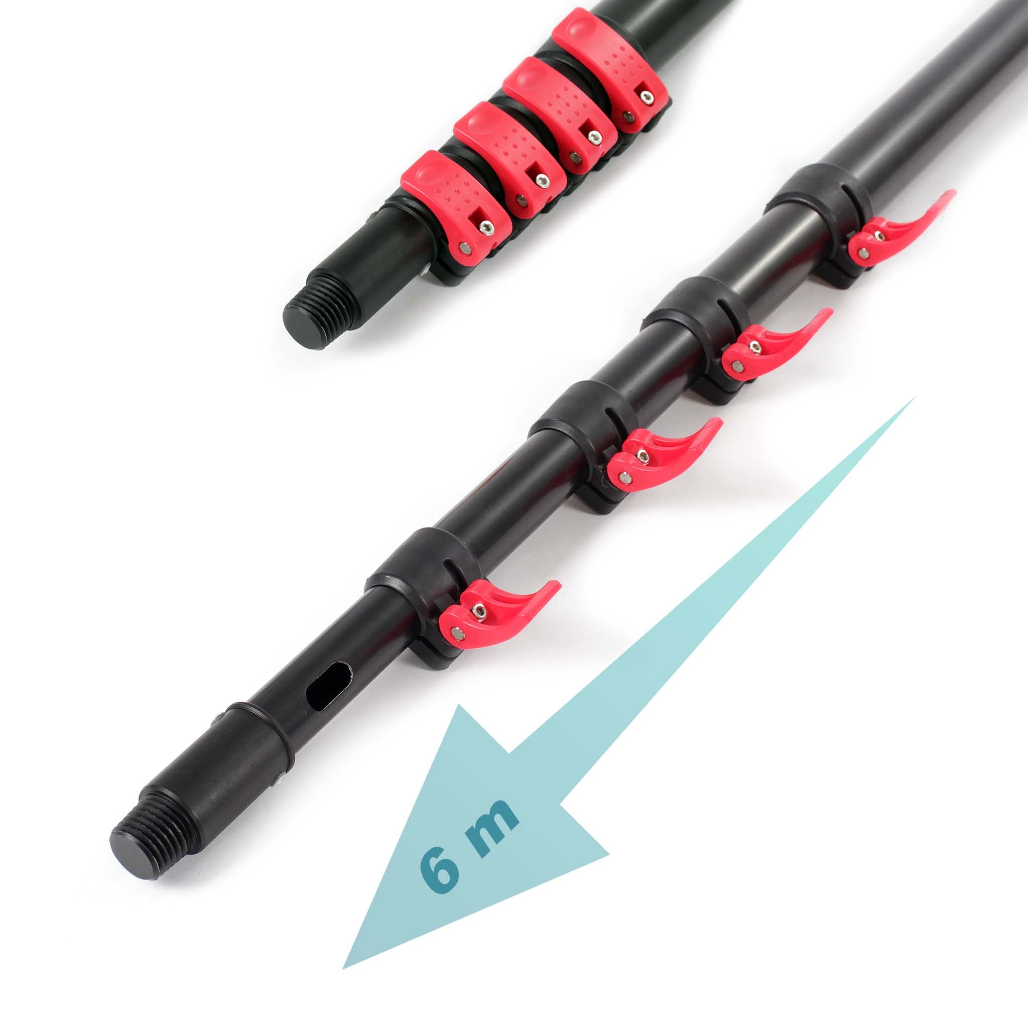 Spazzola telescopica per lavaggio 6 m con erogazione d'acqua Pulizia finestre e pannelli solari