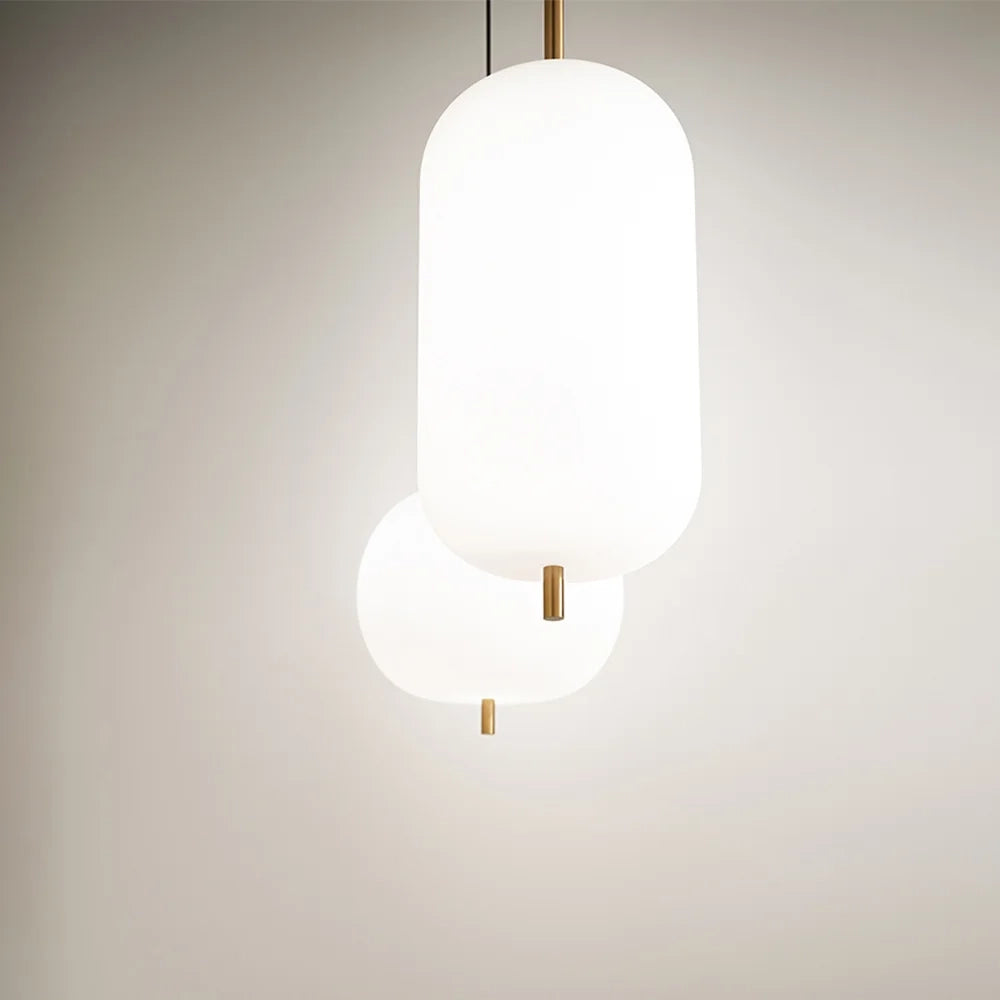 Sospensione Contemporanea Cirro Metallo Oro Vetro Bianco Led 18W 3000K