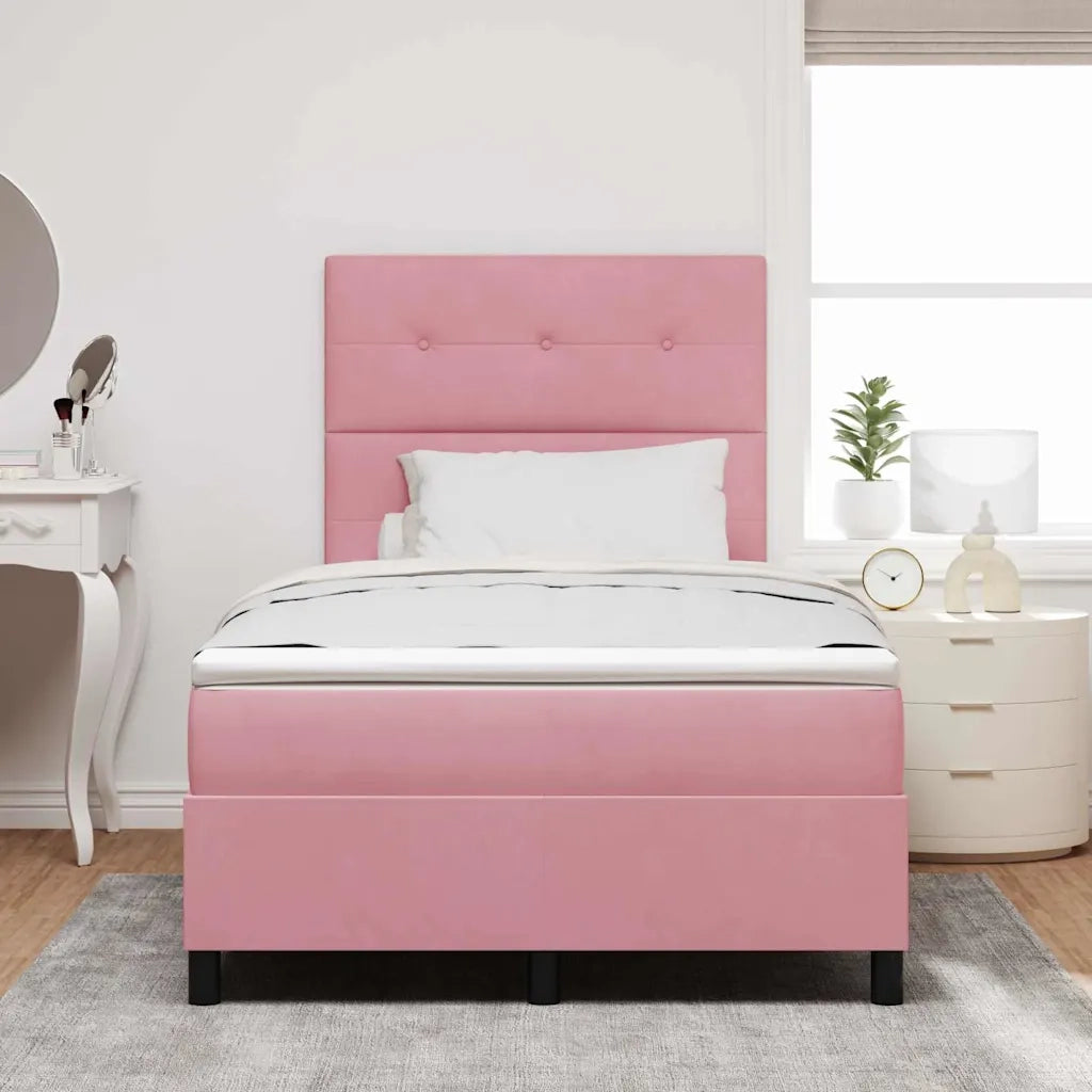 Letto a Sorgente LED con materasso Rosa 120 x 190 cm Velluto 3343303