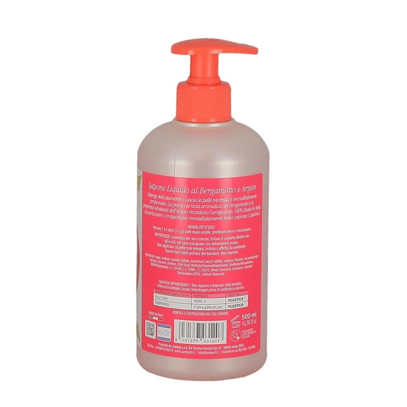 HYDRA VIVA SAPONE LIQUIDO PER MANI  500 ML BERGAMOTTO E ARGAN PROFUMO DI CALABRIA