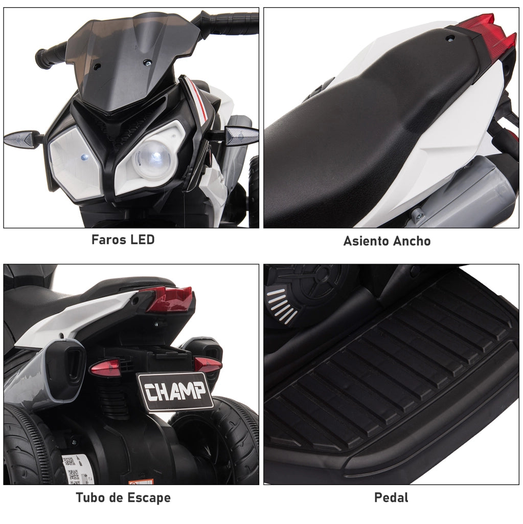 Triciclo Elettrico per Bambini 3+ Anni ¨C zephmum ¨C 86x42x52 cm Nero e Bianco