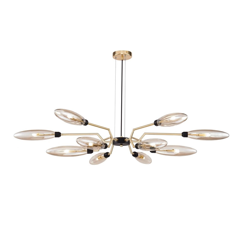 Lampadario Maytoni Ventura ottone 12 luci vetro Ø127