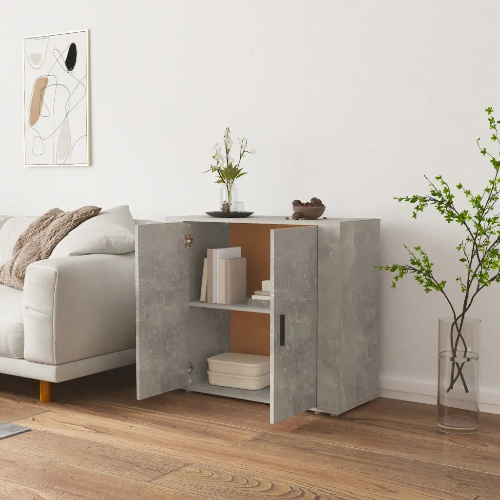 Credenza Grigio Cemento 80x33x70 cm in Legno Multistrato cod mxl 27819
