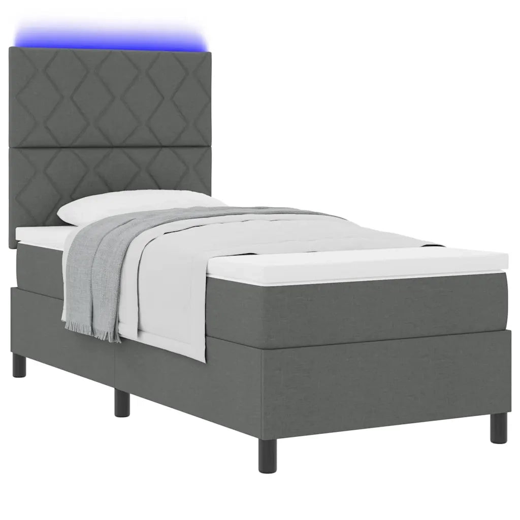Letto a molle con materasso Grigio scuro 90 x 200 cm Tessuto 3342915