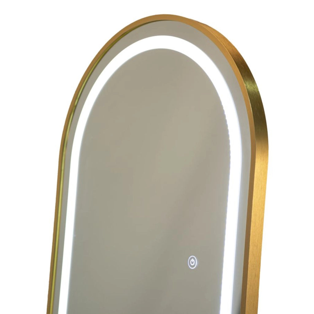 Specchio da terra LED Simple ad arco con cornice oro 57x166 cm