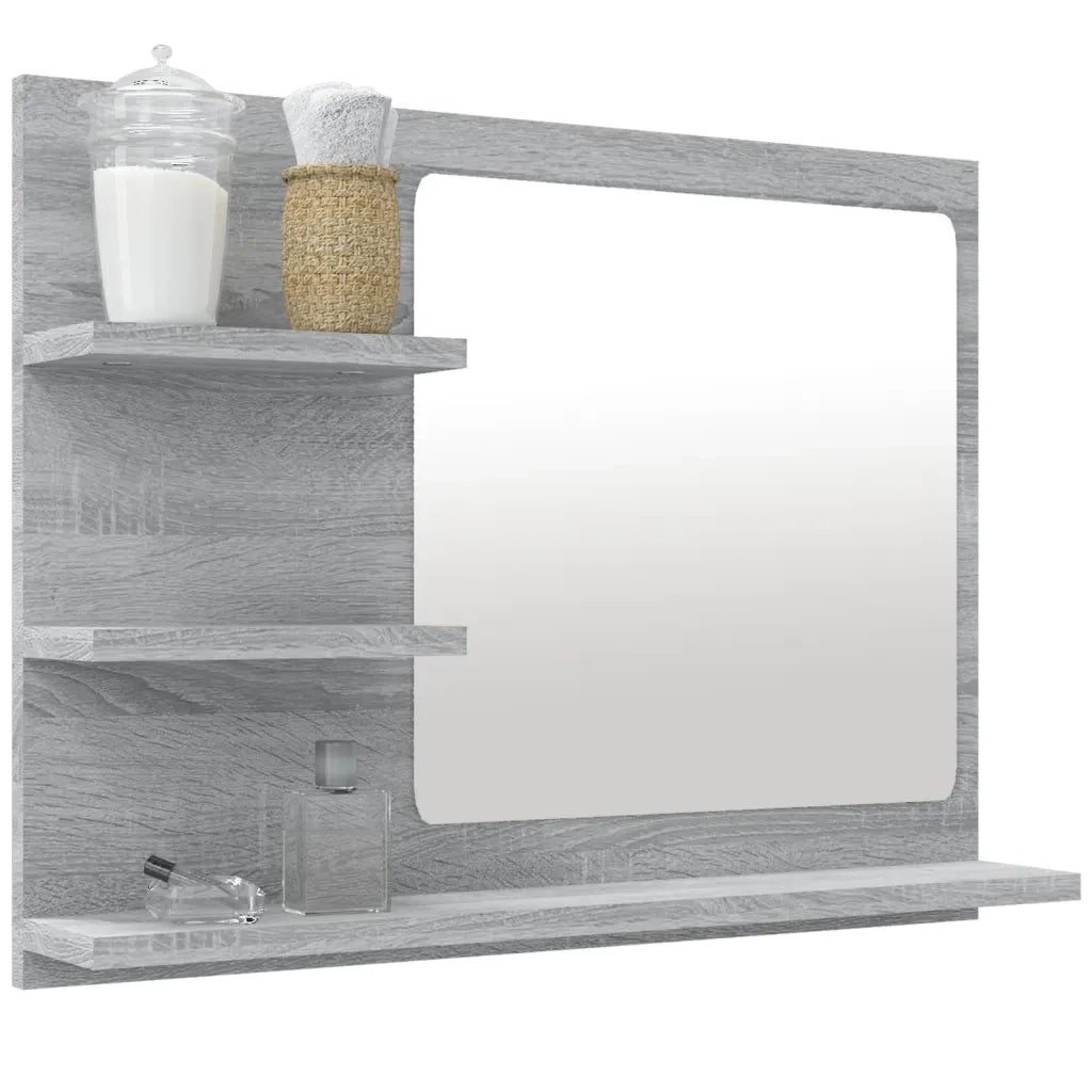 Specchio da bagno-Specchio decorativo Grigio Sonoma 60x10,5x45 cm Legno Multistrato