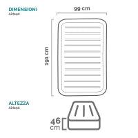 64412ND - Materasso Comfort Plush Elevated Dura Beam Tecnologia Fiber Tech Singolo Cm 99X191X46