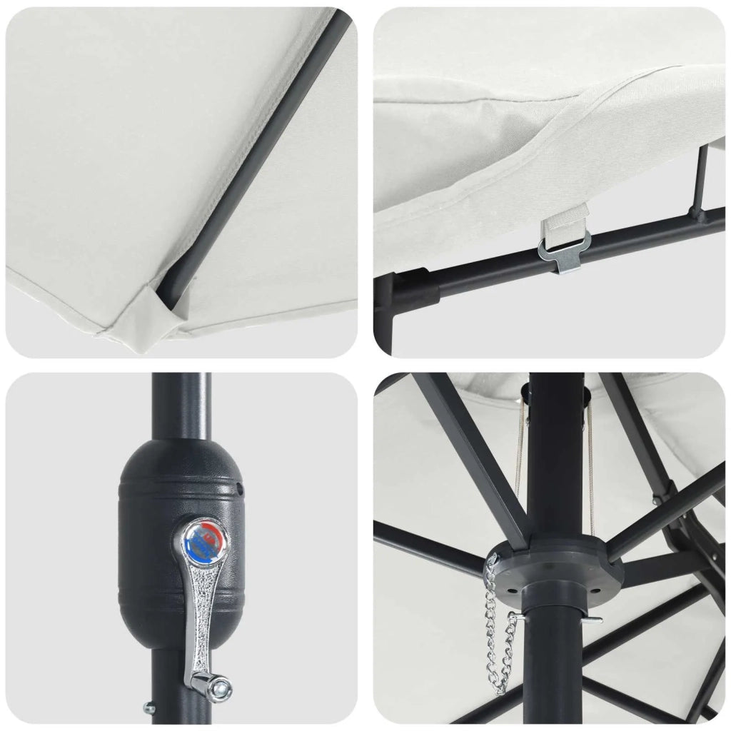 Ombrello da giardino Sabbiato e Antracite 385 x 209 x 244 cm 42003283