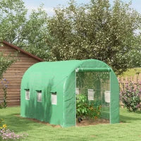 Serra da Giardino a Tunnel con Superficie a Terra 8 m², Porta con Zip, 6 Finestre Avvolgibili, 4L x 2l x 2.05H m, Verde
