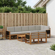 Set di divani da esterno 9 pz Naturale e Grigio Chiaro 3385322