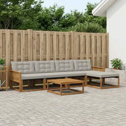 Set di divani da esterno 6 pcs Naturale e Grigio Chiaro