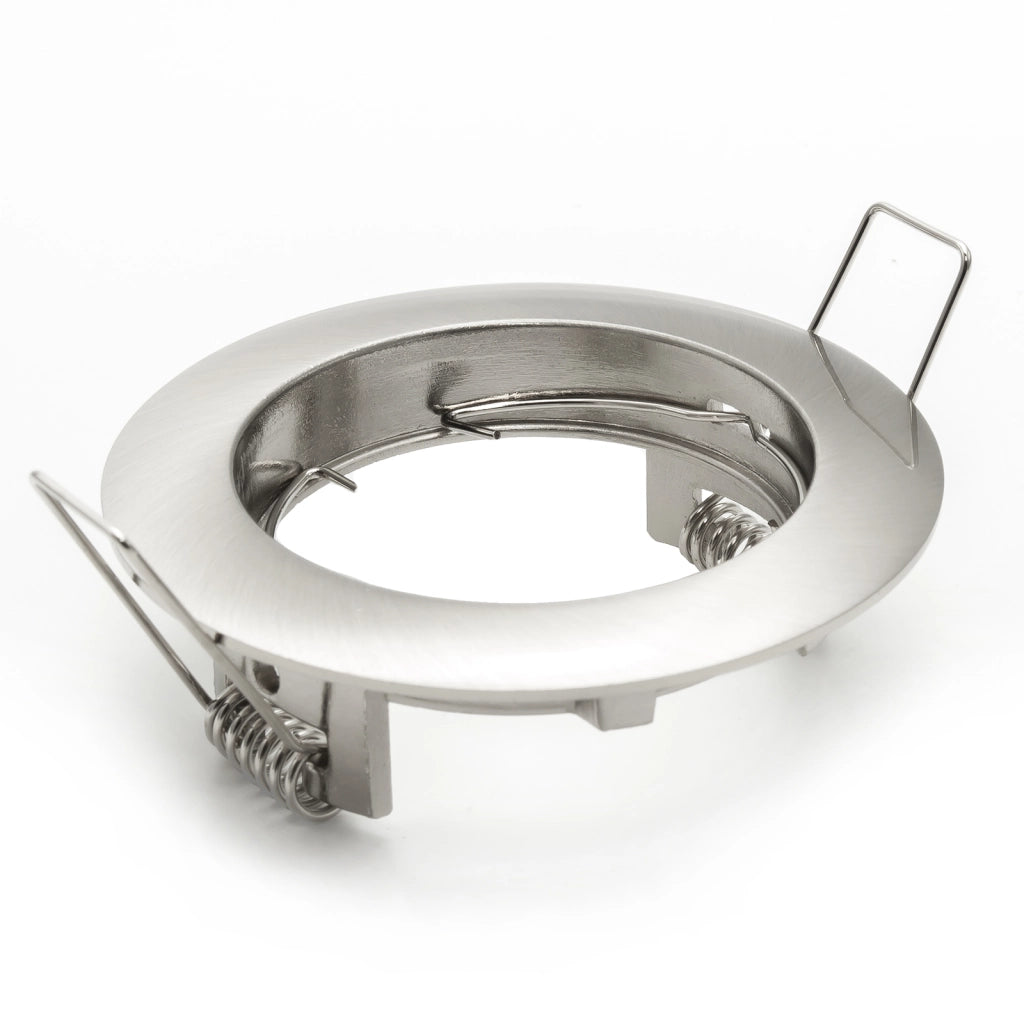 Porta faretto fisso tondo incasso cartongesso 6cm argento lampade LED GU10 GU5.3