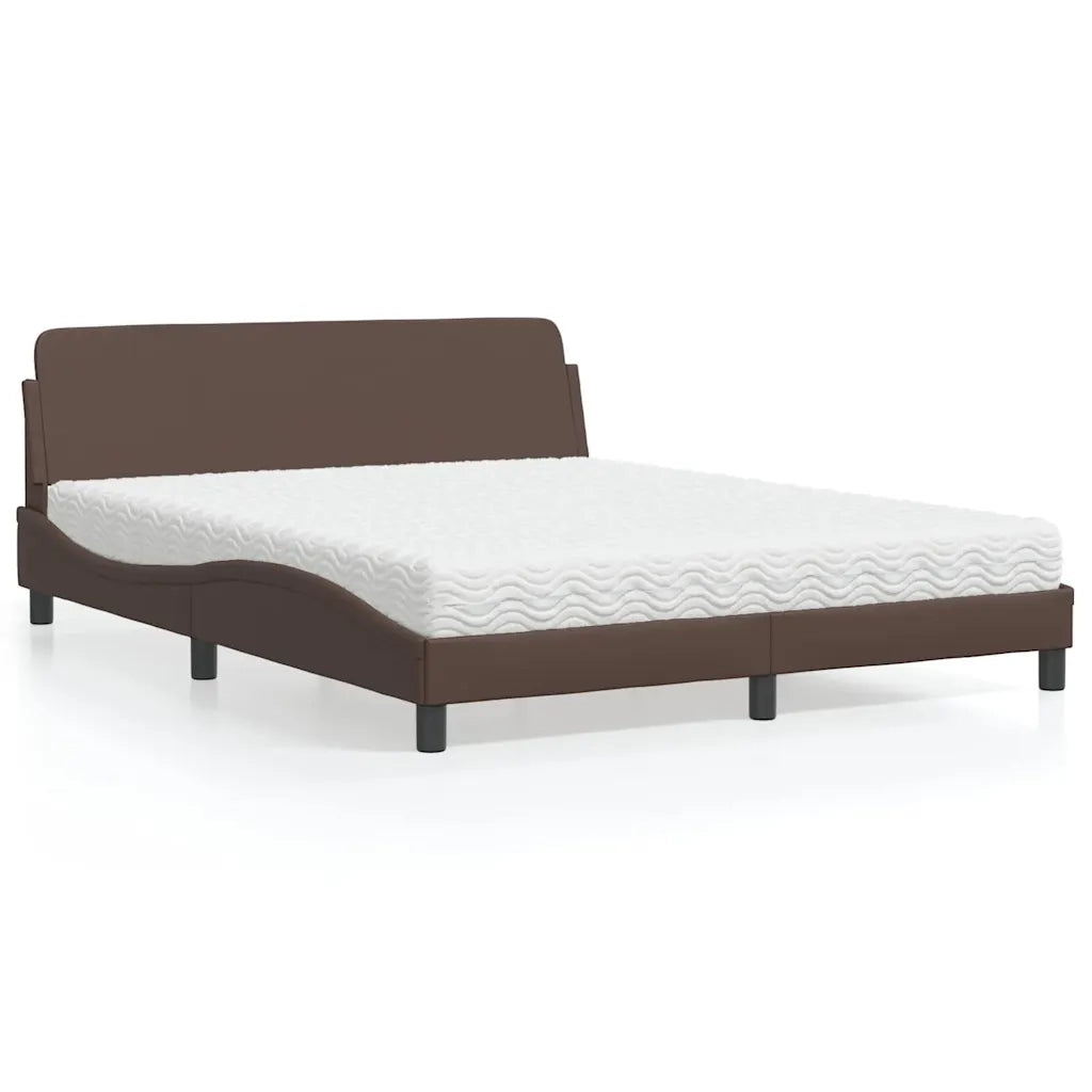 Letto con Materasso Dover Marrone 160x200cm in Similpelle 3208439
