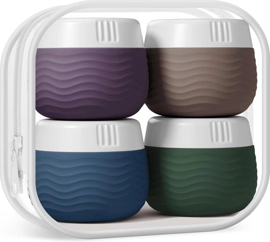 Set di 4 contenitori, contenitore crema in silicone da 30 ml, minicontenitori con sacchetto trasparente, contenitore cosmetici da viaggio, accessori da viaggio (arancia)