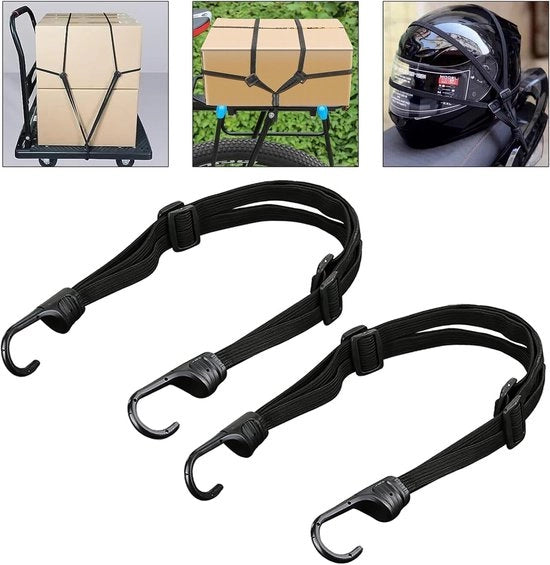 2 Pezzi - Porta Bagagli - Cinture a Tendine - Cinghie per Biciclette - per Motocicli, Bagaglio, Ganci, Porta Bagagli - Bagaglio Regolabile - Bagaglia per Biciclette - 60-90 cm - Nero