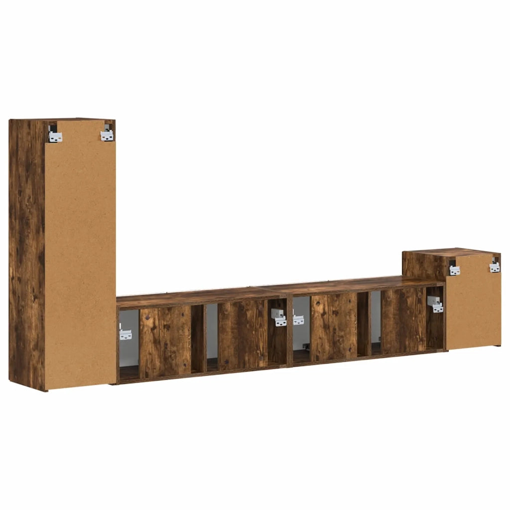 Set mobile TV 3 pz-Credenza per TV Rovere fum¨¦ Legno multistrato 243486