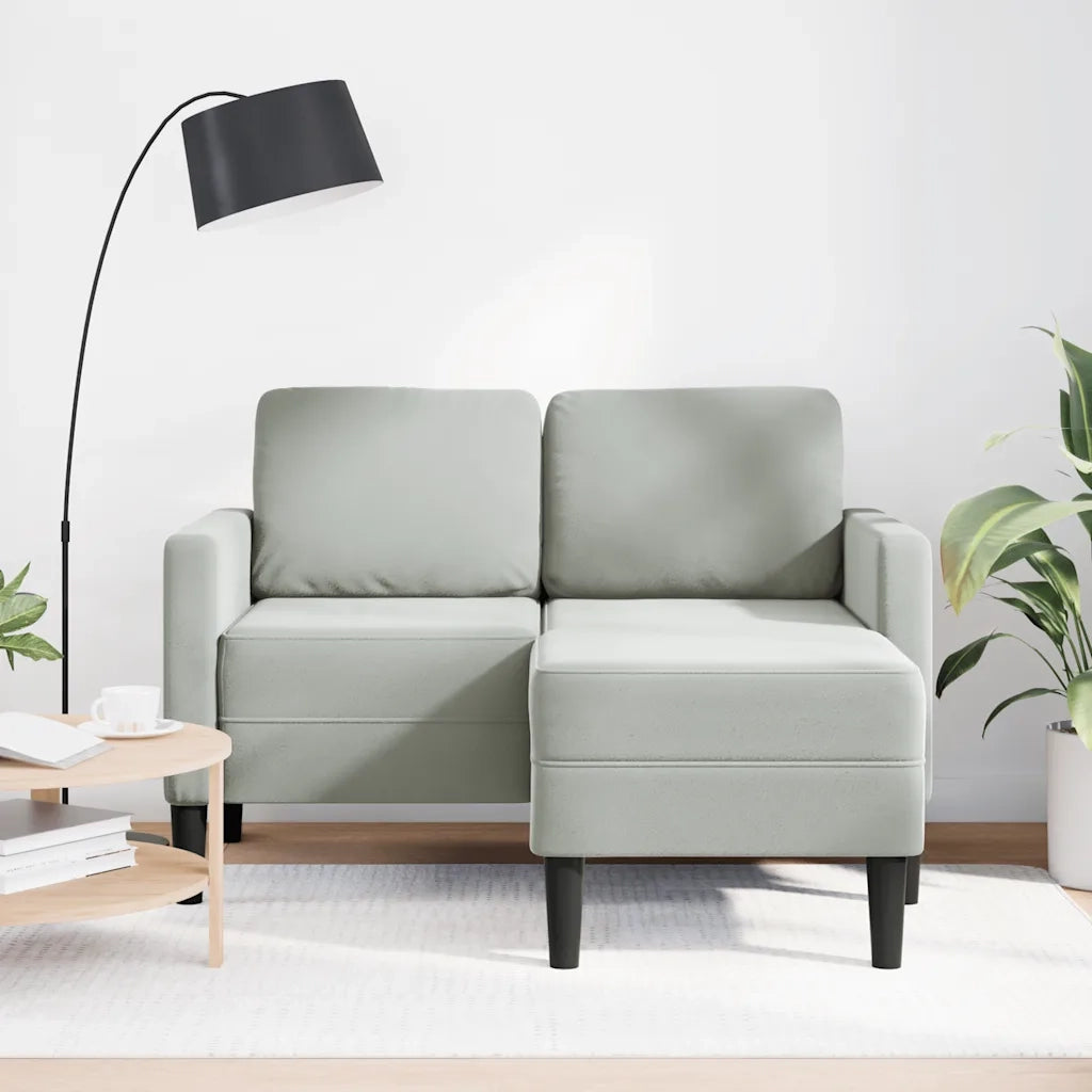 Divano 2 Posti con Chaise a L-Sofa 2 Posti con Chaise Grigio Chiaro 125 cm in Velluto