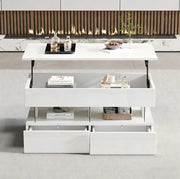 Tavolino da caffè elevabile LED bianco 100x50x46 cm