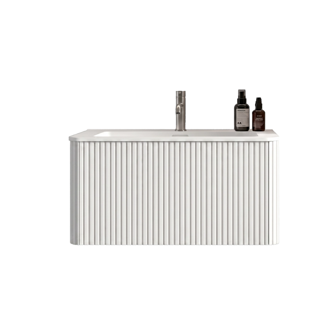 LAVABO CON MOBILE 80 cm Bianco MDF e Plywood
