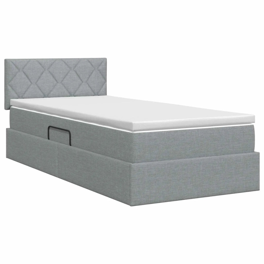 Letto con contenitore e materasso Grigio Chiaro 100 x 200 cm 3458664