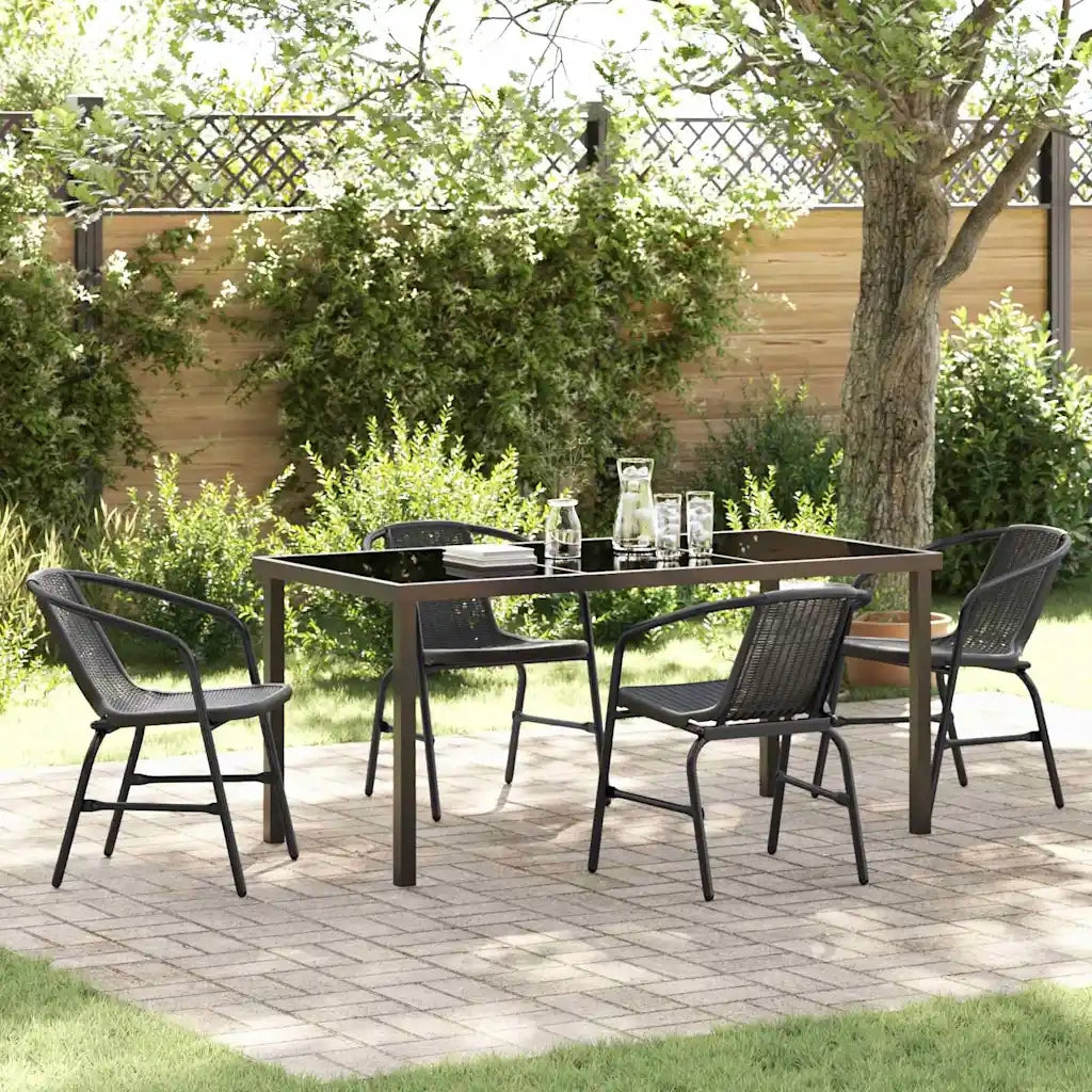 Set da Pranzo per Giardino 5 pcs Nero 3379383