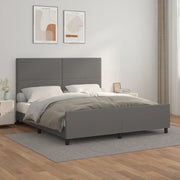 Giroletto con Testiera-Struttura Letto con testiera Grigio 180x200 cm in Similpelle 398264