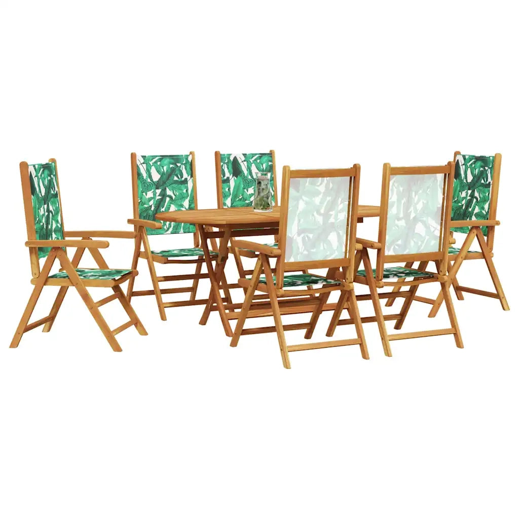 Set da Pranzo per Giardino 7 pcs Motivo Foglia