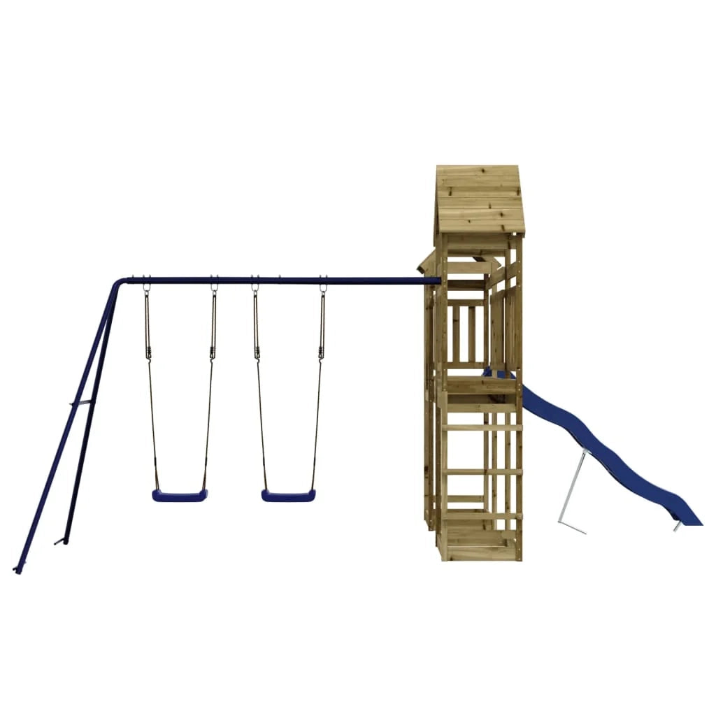 Altalene per parco giochi all'aperto scivolo altalene robuste giochi da giardino 492 x 358 x 238 cm legno di pino impregnato 02_0004702
