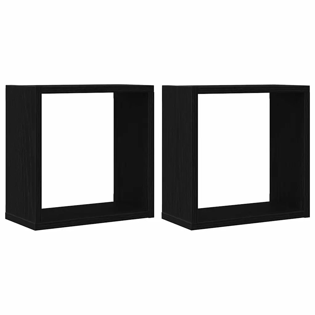 Mensole Parete a Cubo 2 pz Rovere Nero 30x15x30 cm Truciolato 862055