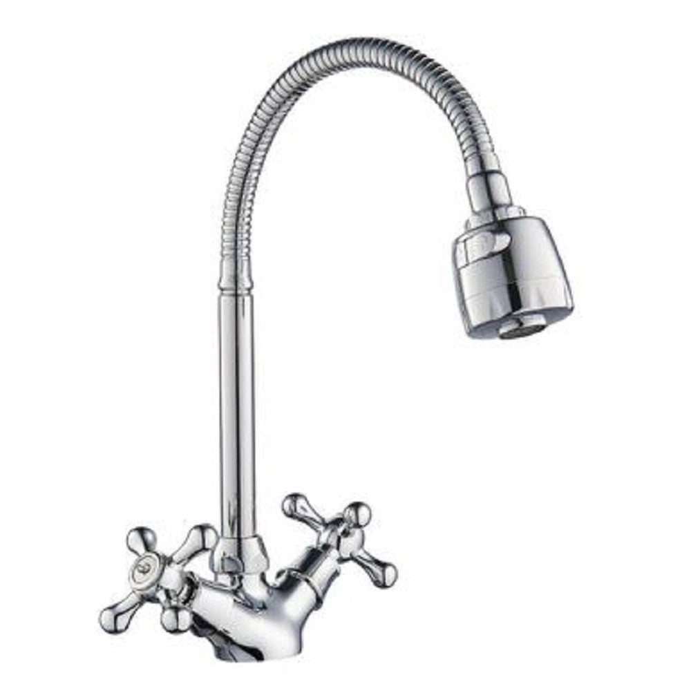 Trade Shop - Miscelatore Rubinetto Flessibile Manopole Croce Cucina Lavello Ottone Roma 69408 -