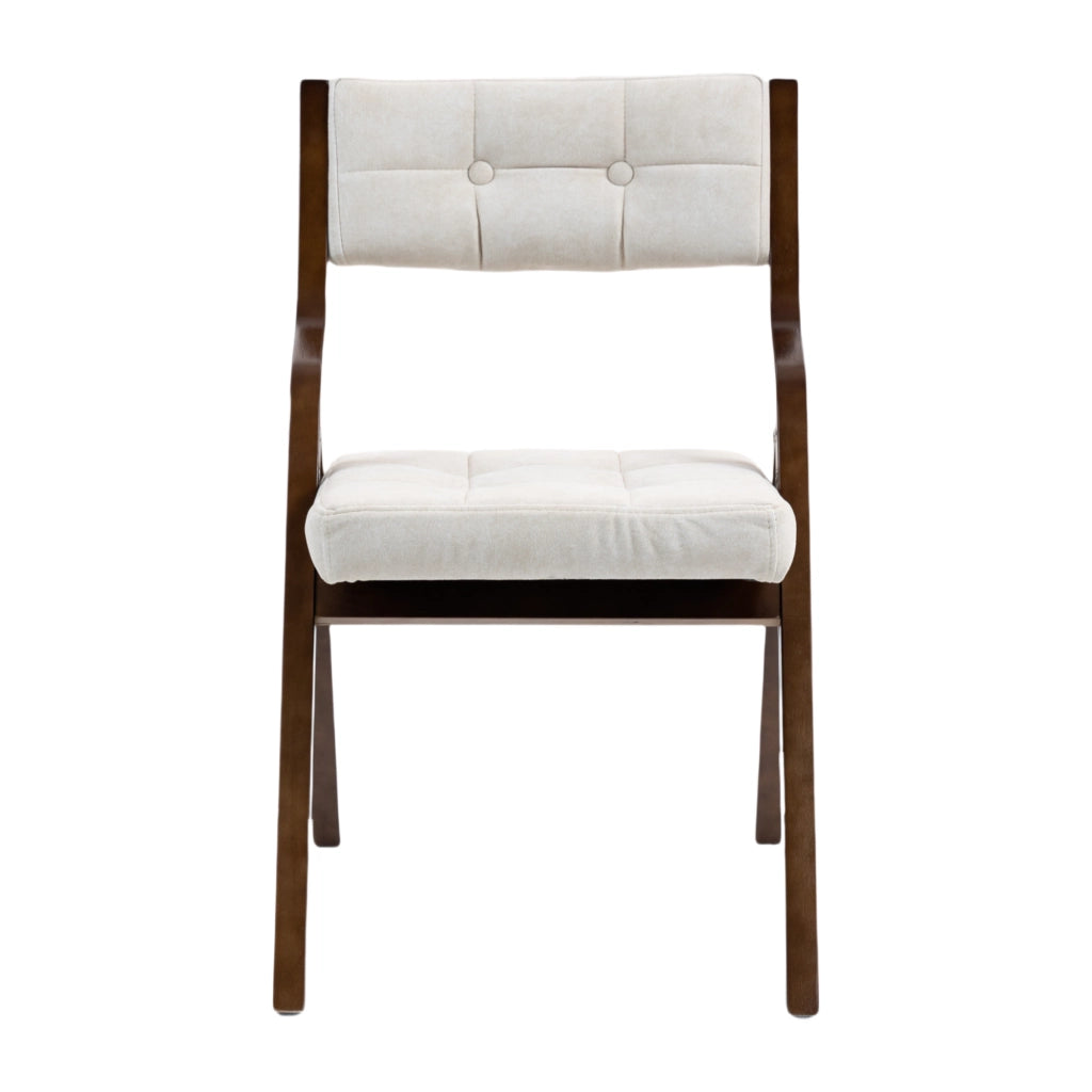 SEDIA Pieghevole Imbottita Set da 2 pezzi Legno Crema