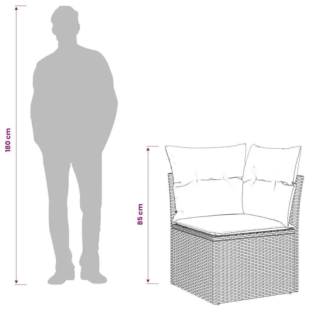 Divano Angolare da Giardino con Cuscini-Sofa da Giardino-Divanetto da esterno in Polyrattan Marrone 650445
