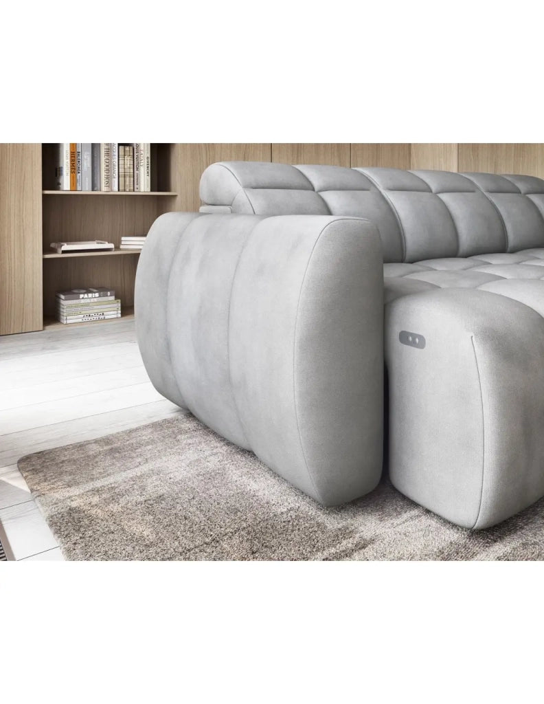 Divano ad angolo elettrico RONDA 4 posti grigio – angolo destro