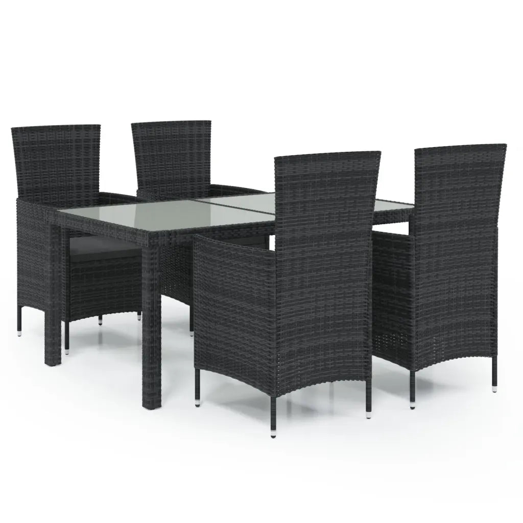 Set da Pranzo da Giardino 5 pz con Cuscini in Polyrattan Nero 3094867